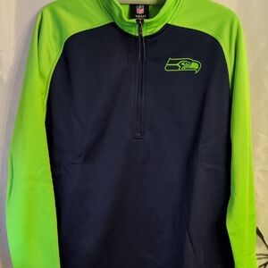 New Era Navy and Neon Green Men's Sweatshirt